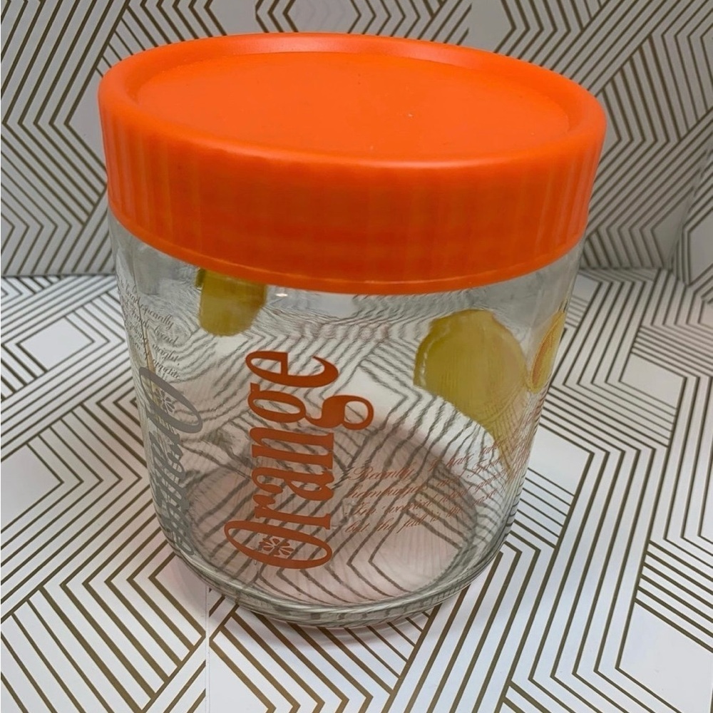 Vintage 1970s Glass Juice Canister Jar Oranges Design